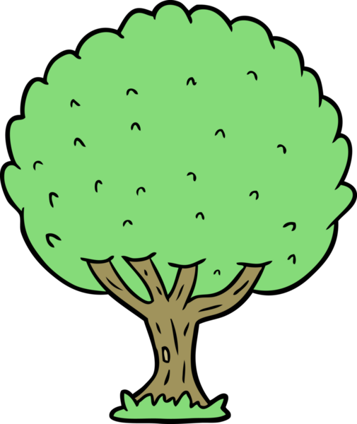 Bir insan tarafından çizilmiş çizgi film ağacı.