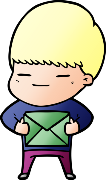 Bir insan tarafından çizilmiş bir hediye taşıyan kendini beğenmiş çocuk.