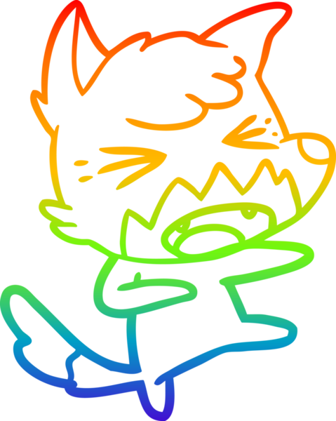 Gökkuşağı gradyan çizimi kızgın bir tilki çizgi filmi bir insan tarafından çizilmiş