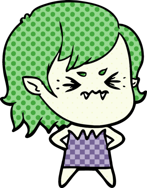 Bir insan tarafından çizilmiş kızgın vampir kız.