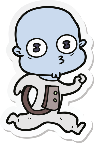 Bir insan tarafından çizilen garip kel uzay adamının çıkartması.