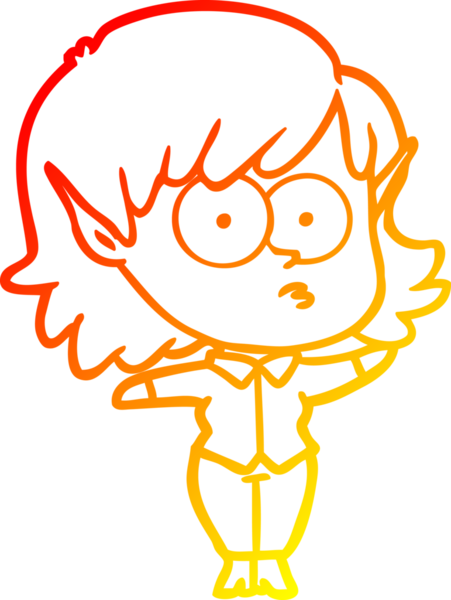 Bir insan tarafından çizilmiş, çizgi film karakteri bir elf kızı çizimi.