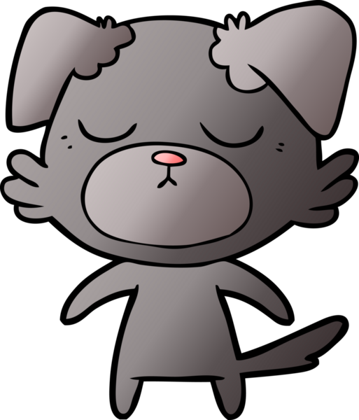 Bir insan tarafından çizilmiş şirin bir çizgi film köpeği.