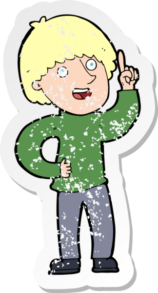 İnsan tarafından çizilmiş bir fikri olan karikatürcü bir adamın gerilimli çıkartması.