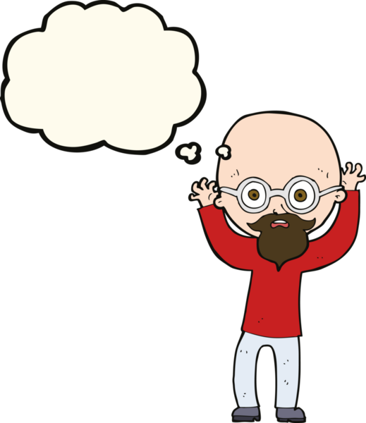 Çizgi film, bir insan tarafından çizilmiş düşünce balonlu kel adamı strese sokuyor.