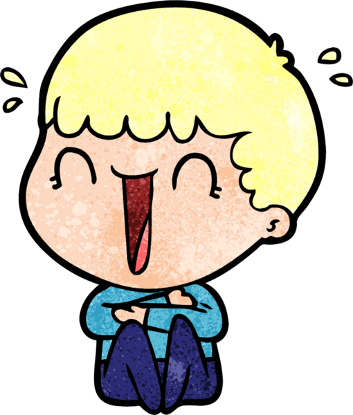 Bir insan tarafından çizilmiş gülen karikatür adam.