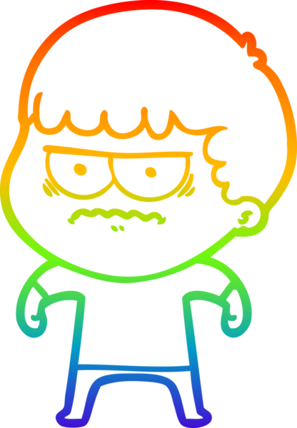 Gökkuşağı gradyan çizgi çizimi Bir insan tarafından çizilmiş rahatsız bir adam