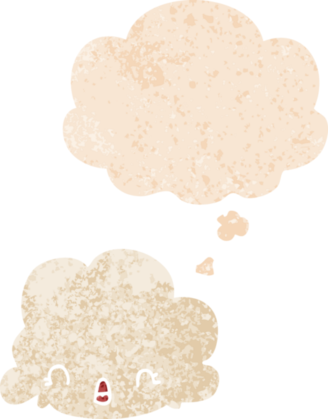 Düşünce baloncuklu karikatür bulutu grunge sıkıntılı retro desen bir insan tarafından çizilmiş
