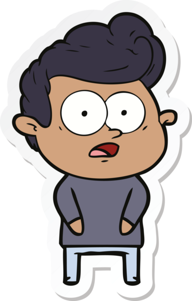 Bir insan tarafından çizilmiş, dik dik bakan bir çizgi film çıkartması.