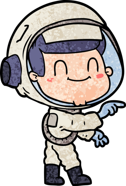 Bir insan tarafından çizilmiş mutlu astronot.