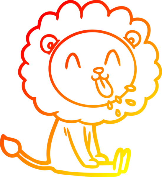 Bir insan tarafından çizilmiş mutlu çizgi film aslanının sıcak çizgi çizimi