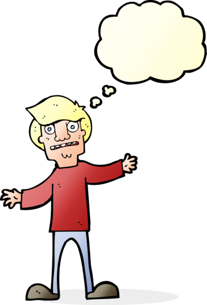 Bir insan tarafından çizilen düşünce baloncuğuyla adamı şaşırtan çizgi film.