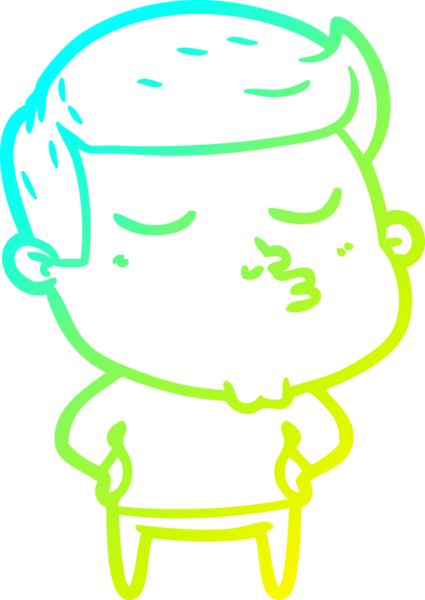 Çizgi film mankeni bir adamın insan tarafından çizilmiş soğuk gradyan çizimi.