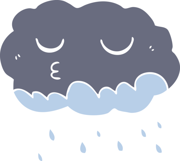 Bir insan tarafından çizilmiş düz renk çizgi film yağmur bulutu