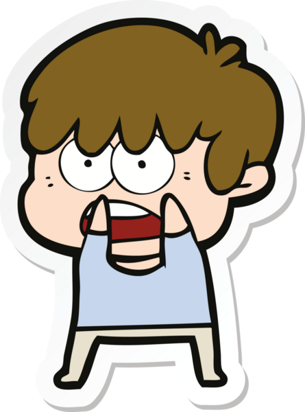 Bir insan tarafından çizilmiş endişeli bir çizgi film çocuğunun çıkartması.