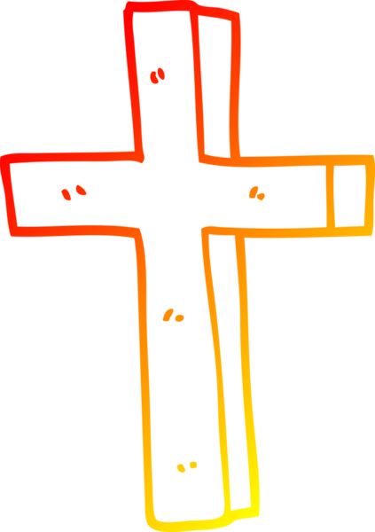 Bir insan tarafından çizilmiş altın haçın sıcak çizgi çizimi