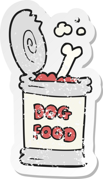 İnsan tarafından çizilmiş bir köpek mamasının gerilimli retro yapıştırması.