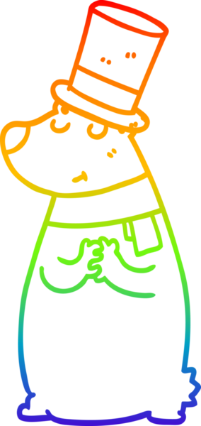 Bir insan tarafından çizilmiş silindir şapkalı çizgi film ayısının çizimi.