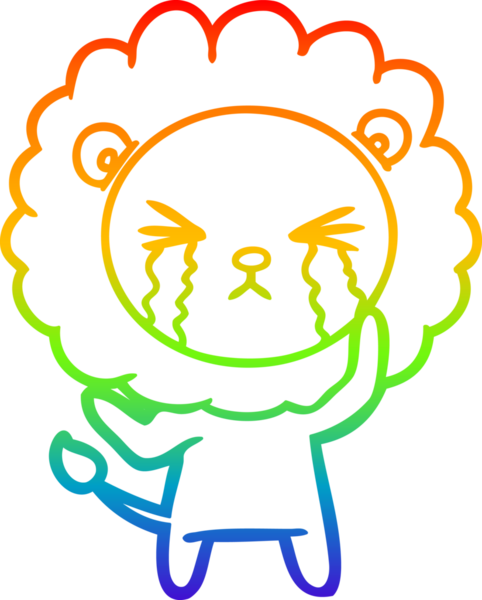 Bir insan tarafından çizilmiş ağlayan bir aslanın çizgi çizimi.