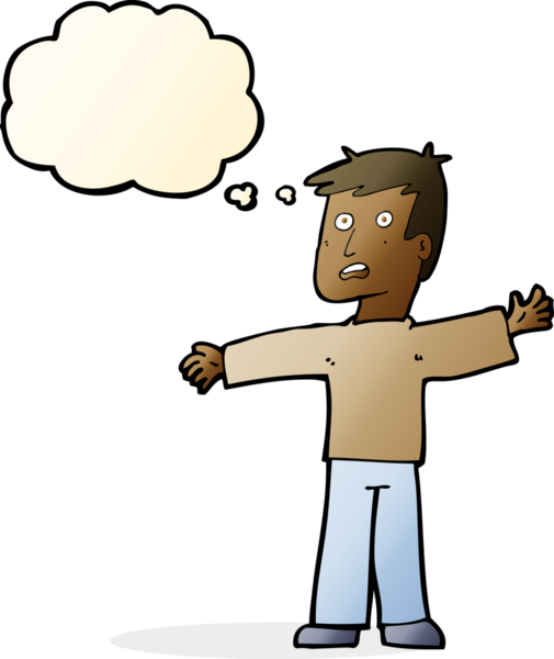 Bir insan tarafından çizilen düşünce baloncuğuyla adamı şaşırtan çizgi film.