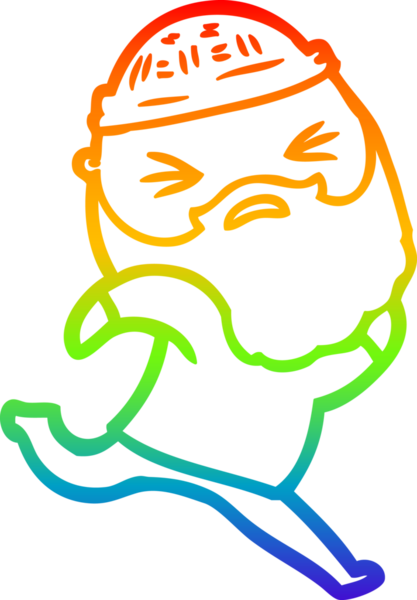 Bir insan tarafından çizilmiş sakallı bir karikatür çizimi.