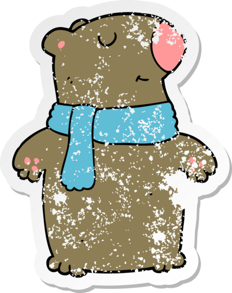 Bir insan tarafından çizilmiş karikatür ayısının sıkıntılı çıkartması.