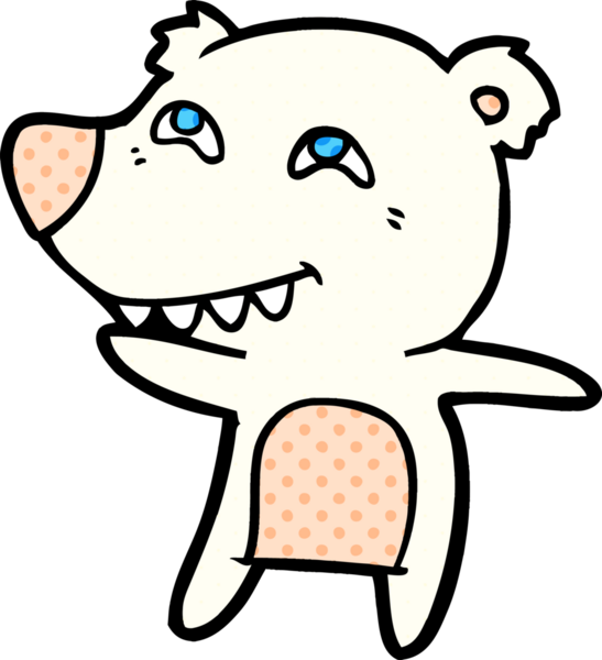 Karikatür kutup ayısı bir insan tarafından çizilmiş dişleri gösteriyor