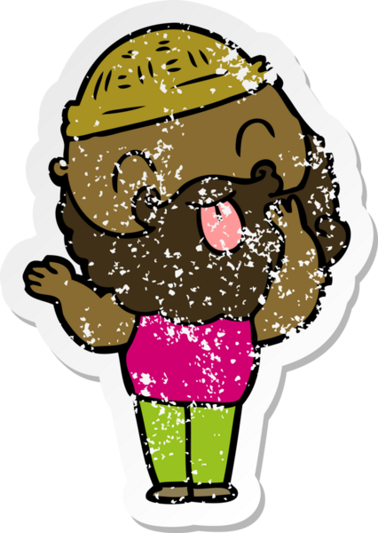 Bir insan tarafından çizilmiş sakallı bir adamın sıkıntılı çıkartması.