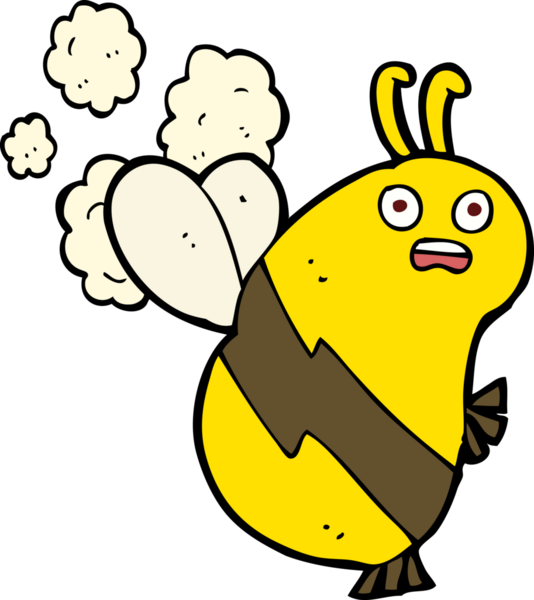 Bir insan tarafından çizilmiş komik çizgi film arısı.