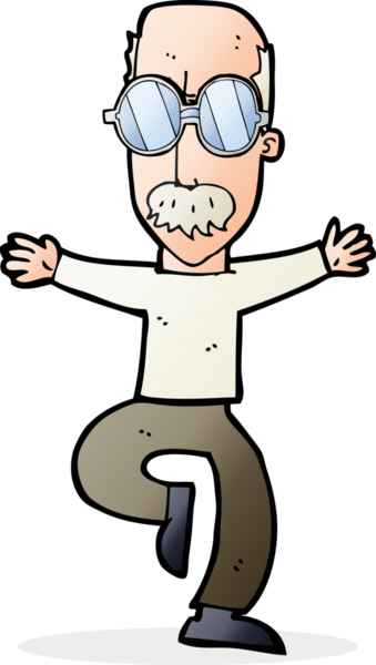 Bir insan tarafından çizilmiş büyük gözlüklü yaşlı adam çizgi filmi.