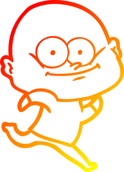 Bir insan tarafından çizilmiş kel bir adamın sıcak çizgi çizimi.