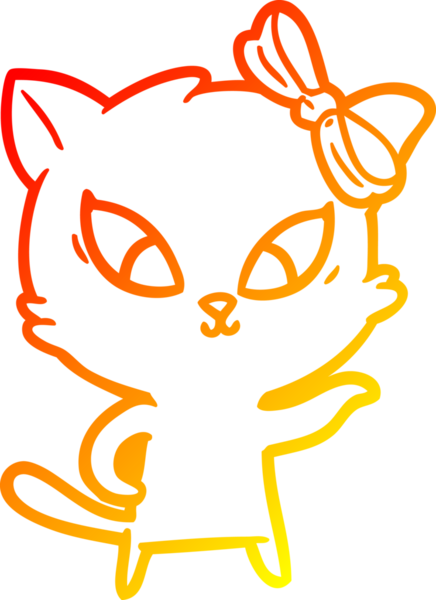 Bir insan tarafından çizilmiş çizgi film kedisinin sıcak çizgi çizimi