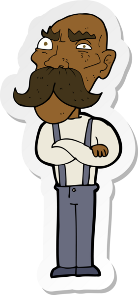 Bir insan tarafından çizilmiş kızgın yaşlı bir adamın çıkartması.