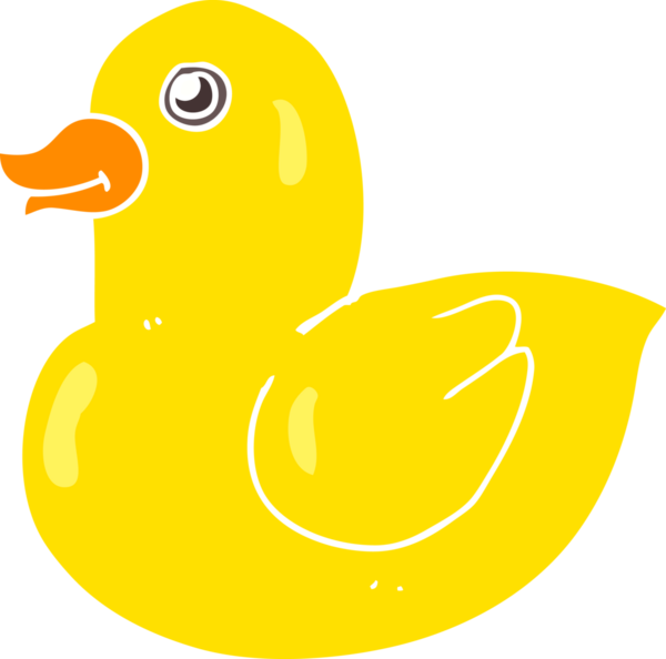 Bir insan tarafından çizilen düz renkli plastik ördek çizimi