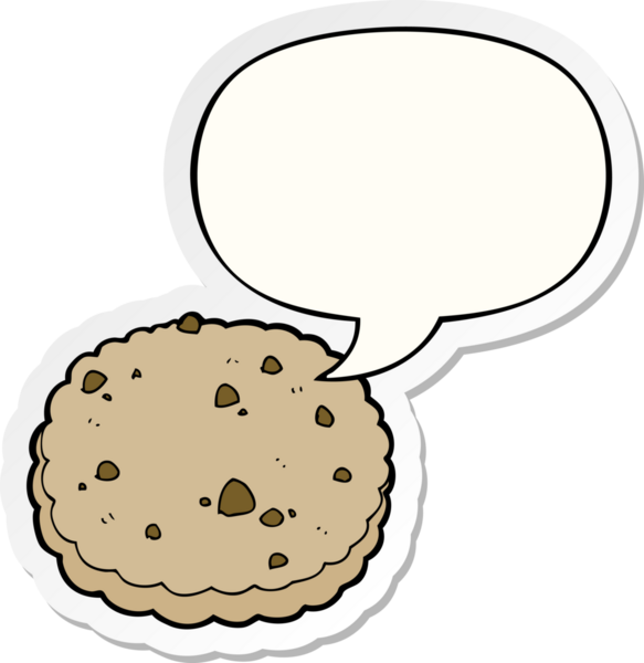 Bir insan tarafından çizilmiş konuşma balonu çıkartmalı çizgi film bisküvisi.