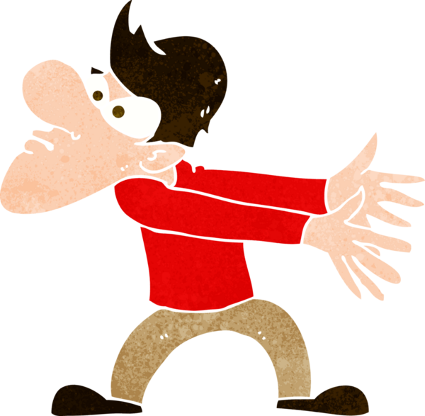 Çizgi film bir insan tarafından çizilmiş rahatsız bir adam.