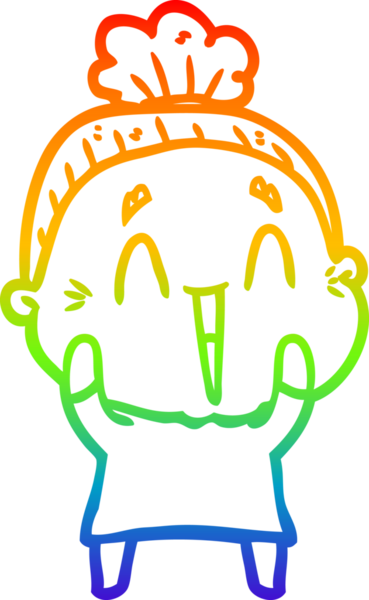 Gökkuşağı gradyan çizgi çizimi Bir insan tarafından çizilmiş mutlu yaşlı kadın