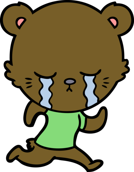 Bir insan tarafından çizilmiş ağlayan çizgi film ayısı.