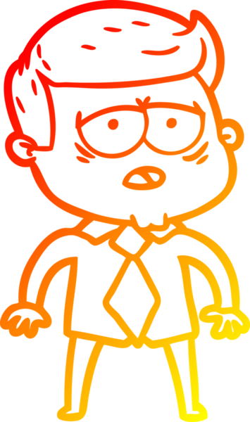 Bir insan tarafından çizilmiş, yorgun bir adamın çizgi çizimi.