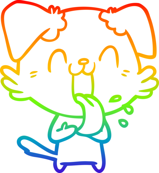 Gökkuşağı gradyan çizgi çizimi Bir insan tarafından çizilmiş nefes nefese bir köpek