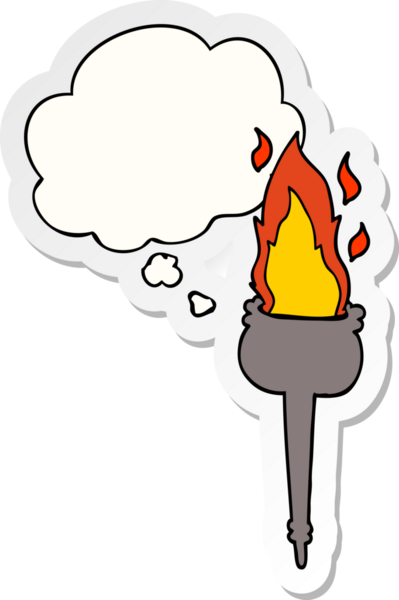 Düşünce baloncuğu ile yanan çizgi film kadehi bir insan tarafından çizilmiş çıkartma gibi.