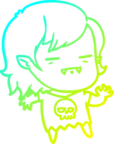 Bir insan tarafından çizilmiş bir ölümsüz vampir kız çizgi filmi.