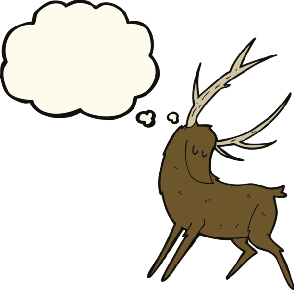 Bir insan tarafından çizilmiş düşünce balonlu karikatür geyiği.