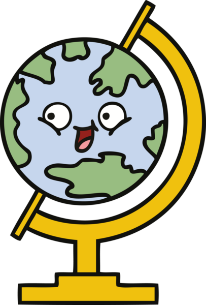 Bir insan tarafından çizilmiş sevimli bir dünya karikatürü.