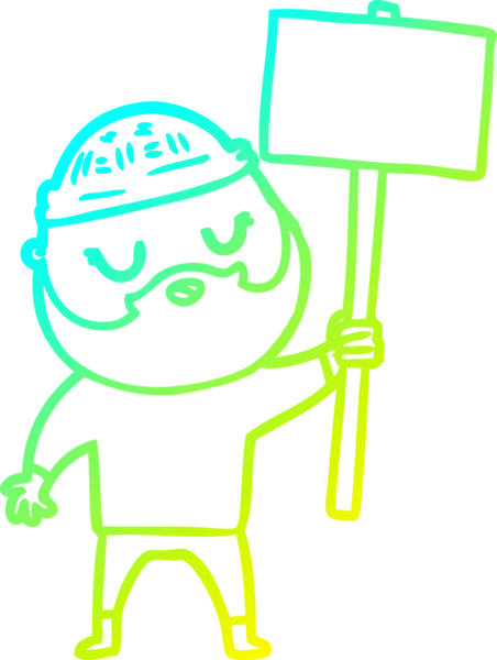 Bir insan tarafından çizilmiş sakallı bir çizgi film karakteri.