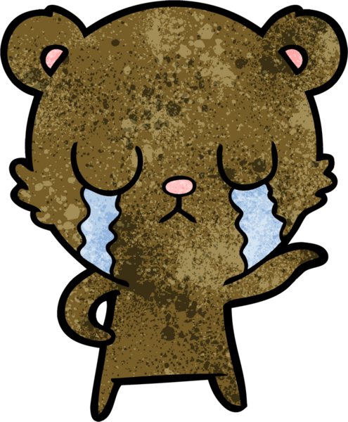 Bir insan tarafından çizilmiş ağlayan çizgi film ayısı.