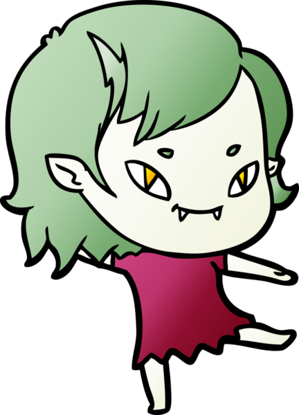 Bir insan tarafından çizilmiş çizgi film dostu vampir kız.