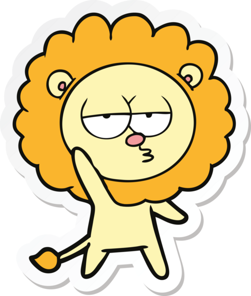 Bir insan tarafından çizilen ve canı sıkılan aslanın çıkartması.