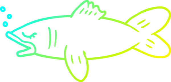 Bir insan tarafından çizilmiş bir karikatür balığının soğuk gradyan çizimi