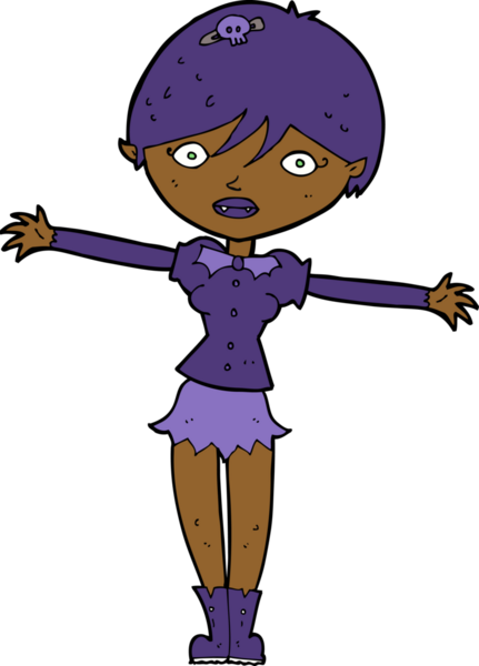 Bir insan tarafından çizilmiş vampir kız çizgi filmi.